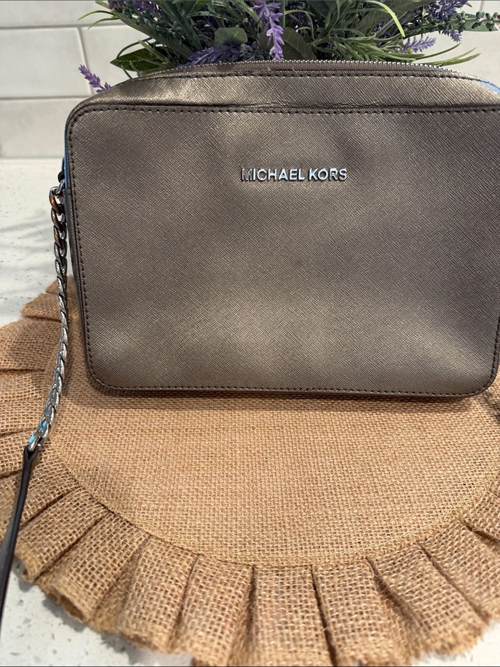 Michael Kors Metallic Taupe Crossbody Bag